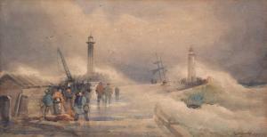 BOOTY Frederick William 1840-1924,The West and East Piers, Whitby,1911,Peter Wilson GB 2024-01-11