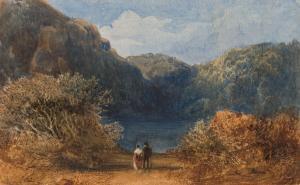 BORATYNSKI Karl Emil 1806-1876,Pejzaż z parą nad jeziorem,1861,Desa Unicum PL 2022-07-13