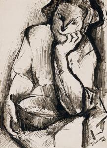 BORBEREKI Zoltan 1907-1992,Seated Woman with Basket,1948,Strauss Co. ZA 2023-05-15