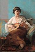Borchard Edmund 1848-1922,Mandoline spielendes Mädchen,Palais Dorotheum AT 2009-12-07