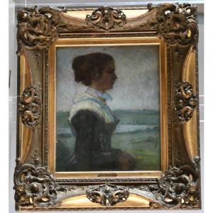 BORCHARDT Felix 1857-1936,Portrait de femme sur un fond de paysage,Herbette FR 2017-07-23