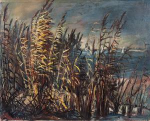 BORCHERS Heinz 1898-1972,Reeds by the bay,1951,Vltav CZ 2023-12-14