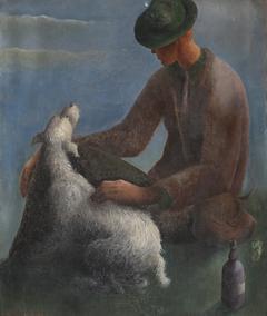BORCHGREVINK Ridley 1898-1981,Mann med hund,1922,Christiania NO 2017-12-07