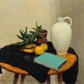 BORCHSENIUS Inger,Still-life with book, jug, fruit and plant,1956,Bruun Rasmussen 2011-01-31