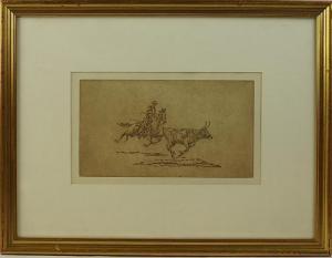 BOREIN John Edward 1872-1945,Roping cowboy,California Auctioneers US 2014-08-03