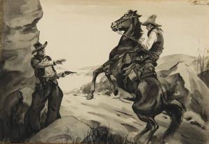 BOREIN John Edward 1872-1945,The Standoff,1936,Scottsdale Art Auction US 2024-04-12