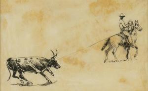 BOREIN John Edward 1872-1945,Untitled (Cowboy Roping a Steer),Jackson Hole US 2024-02-17