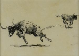 BOREIN John Edward 1872-1945,Untitled (Two Steers),Jackson Hole US 2024-02-17