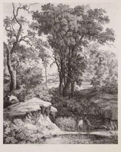 BORELY Charles 1817-1881,Paysage avec troisflamants au bord d'unemare,1843,Ader FR 2011-03-04