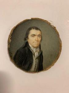 BORELY Jean Baptiste,Homme en redingote grise et gilet rayé,1795,Baron Ribeyre & Associés 2021-12-16