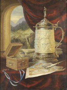 bores ludwig 1800-1900,Still Life of an Ivory and Pewter Tankard, a chron,Tennant's GB 2010-03-26