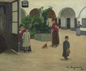 BORGEAUD Marius 1861-1924,Patio à Séville,1913,Dogny Auction CH 2023-11-28