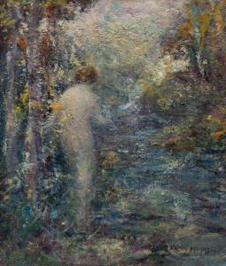 BORGORD Martin 1869-1935,A woman in a landscape near a pond,Venduehuis NL 2023-05-25