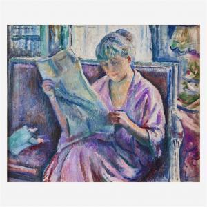 BORIE Adolphe 1877-1934,Woman Reading the Newspaper,Freeman US 2020-12-06