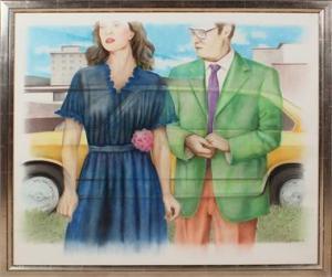 BORIN Luciano 1982,Man en vrouw voor auto,1982,Twents Veilinghuis NL 2017-07-14