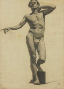 BORISOVICH KROKHONYATKIN Petr 1929-2018,Study of a standing male model,1947,Sworders GB 2022-02-15