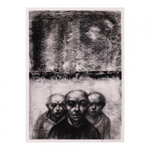 BORLONGAN Elmer 1967,Three Men in a Barren Landscape,2000,Leon Gallery PH 2024-01-20
