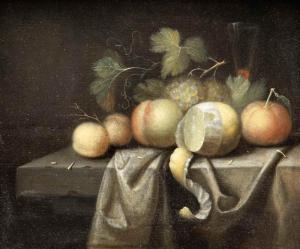 BORMAN Johannes 1630-1670,A still life with peaches, grapes, a mandarin and ,Venduehuis 2023-11-15