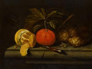 BORMAN Johannes 1630-1670,Still life with an orange, grapes and a peeled lem,Sotheby's GB 2022-10-21
