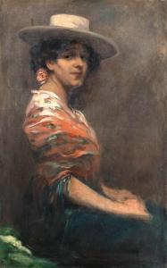 BORNEMISZA Geza 1884-1966,Woman in a hat,Nagyhazi galeria HU 2023-12-12