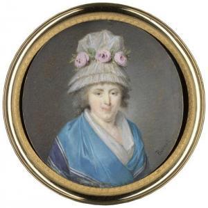 BORNET Claude,Bildnis der Madame Roëttiers geb. Quizet mit Blume,1793,Galerie Bassenge 2018-11-29