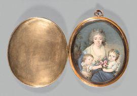 BORNET Claude 1733-1804,Portrait d'une mère et ses deux enfants,De Maigret FR 2021-06-11
