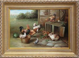 BOROFSKY,Barnyard Scene with Rooster, Hens and Hares,20th century,Clars Auction Gallery 2013-05-18