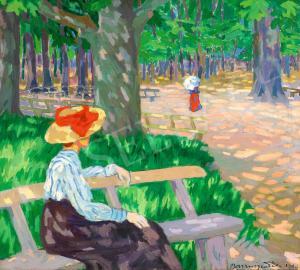 BOROMISZA Tibor 1880-1960,Woman with a Hat in a Park,1908,Kieselbach HU 2023-12-17