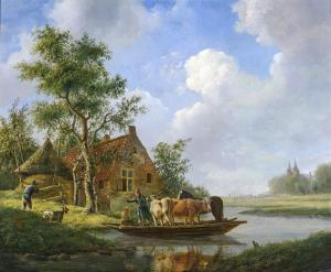 BOROWSKI George Heinrich,a pastoral scene with figures and livestock,Chait US 2018-07-29