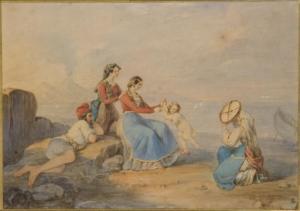 BORRINI Fabrizio 1960,Hommes et femmes avec un enfant au bord de la mer,,Christie's GB 2008-04-23