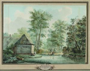 BORSTEEGH Cornelis 1773-1834,Pêcheur à l'étang dans un sous-bois,Kahn & Associes FR 2011-05-31