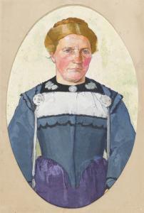 BORTER Klara 1888-1948,Porträt einer Bernerin in blauer Tracht,Dobiaschofsky CH 2010-11-10