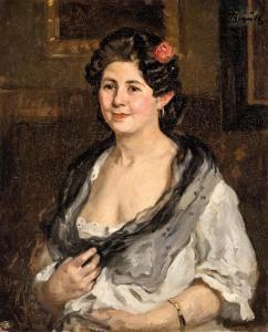 BORUTH Andor 1873-1955,Nő pongyolában / Woman in negligee,1909,Nagyhazi galeria HU 2021-04-17