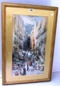 BORZINO Leopoldina 1826-1902,A bustling Neapolitan market,Bellmans Fine Art Auctioneers 2013-04-24