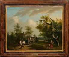 BOSCH B. D,Waldreiche Landschaft mit Bauernfamilie auf einem Pferdewagen,Schloss DE 2009-11-28