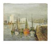 BOSCHER Ferdinand Jean Edouard 1888,Boats in the quay,Christie's GB 2012-07-29