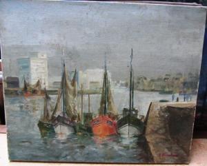 BOSCHER Ferdinand Jean Edouard 1888,Boats in the quay,Bellmans Fine Art Auctioneers GB 2013-03-20