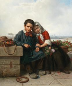 BOSER Karl Friedrich 1809-1881,Two Siblings,1854,Palais Dorotheum AT 2021-06-07