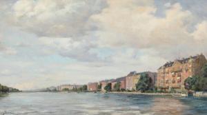 BOSEVANG Carl 1885-1970,A view of Søerne (The Lakes) in Copenhagen,1919,Bruun Rasmussen 2021-06-14