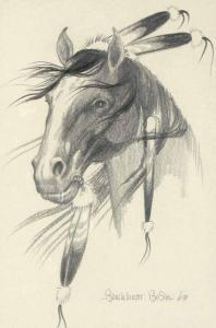 BOSIN Francis Blackbear 1921-1980,Untitled (Horse),1969,Santa Fe Art Auction US 2021-08-14