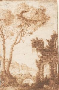 BOSIO Francesco,Landscape with ruins and a view of a town in the b,Palais Dorotheum 2020-04-03