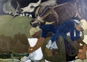BOSSANYI Ervin 1891-1975,Washer women and cattle,Gorringes GB 2009-10-21