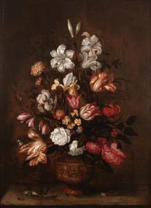 BOSSCHAERT Abraham 1612-1643,Bouquet de fleurs dans un vase posé sur u,1630,Pierre Bergé & Associés 2019-06-28