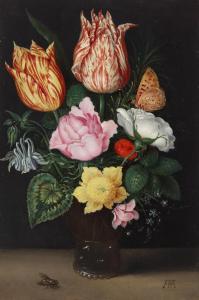 BOSSCHAERT Ambrosius I,A glass beaker with red and white parrot tulips, a,Christie's 2024-01-31