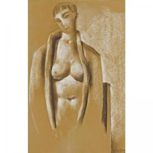 BOSSHARD Rodolphe Theophile,NUE AU MANTEAU, 1929 
NUDE IN A COAT, 1929,Sotheby's 2007-06-05