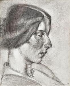 BOSSHARD Rodolphe Theophile 1889-1960,Portrait d'une femme,1913,Dobiaschofsky CH 2023-11-08