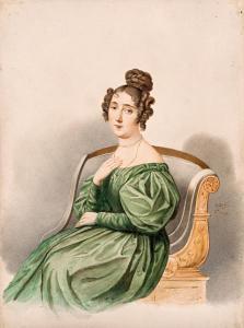 BOSSI Domenico 1765-1853,Noble lady in a green satin dress,1834,Nagyhazi galeria HU 2020-12-01