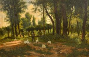 BOSSO Francesco 1864-1933,Sottobosco con fanciullo e animali,1914,Meeting Art IT 2024-04-20