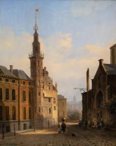BOSSUET Francois Antoine 1798-1889,A sunny town view,Venduehuis NL 2023-05-24