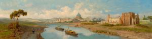 BOSSUET Francois Antoine 1798-1889,Panoramic view of Rome with St. Pierre, Sain,1881,Galerie Koller 2021-10-01